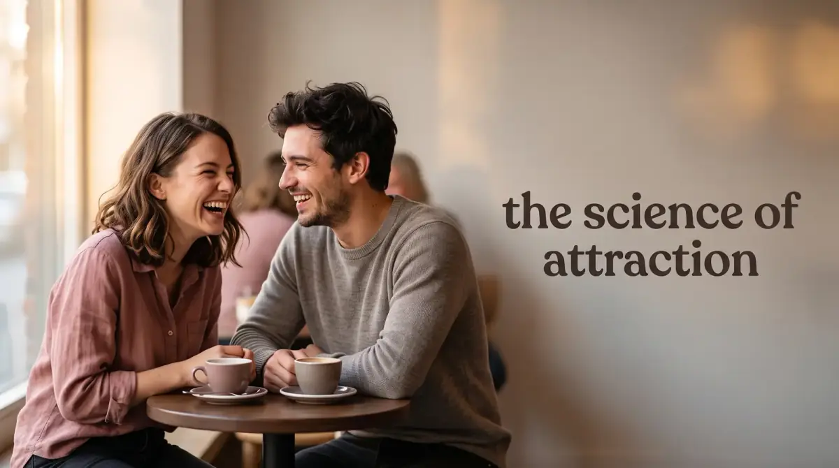 a couple laughing together over coffee in a cafe