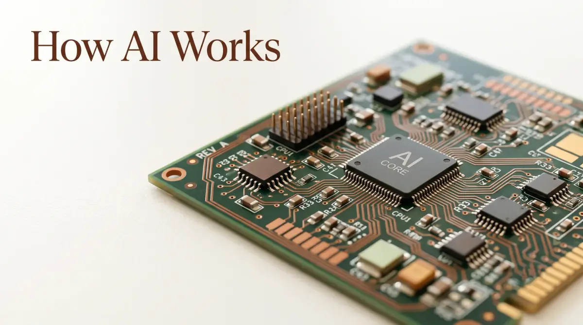a clean circuit board photographed in close macro detail on a pale surface