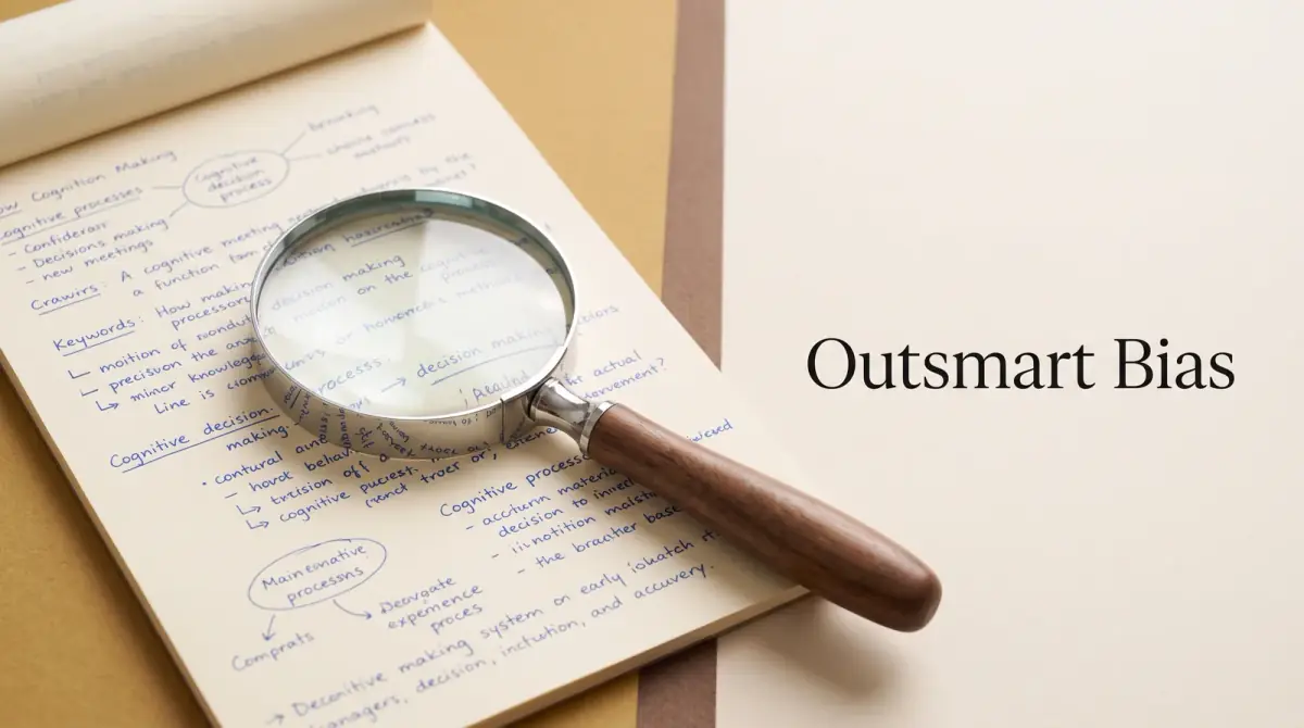 a clean magnifying glass resting on a page of handwritten notes
