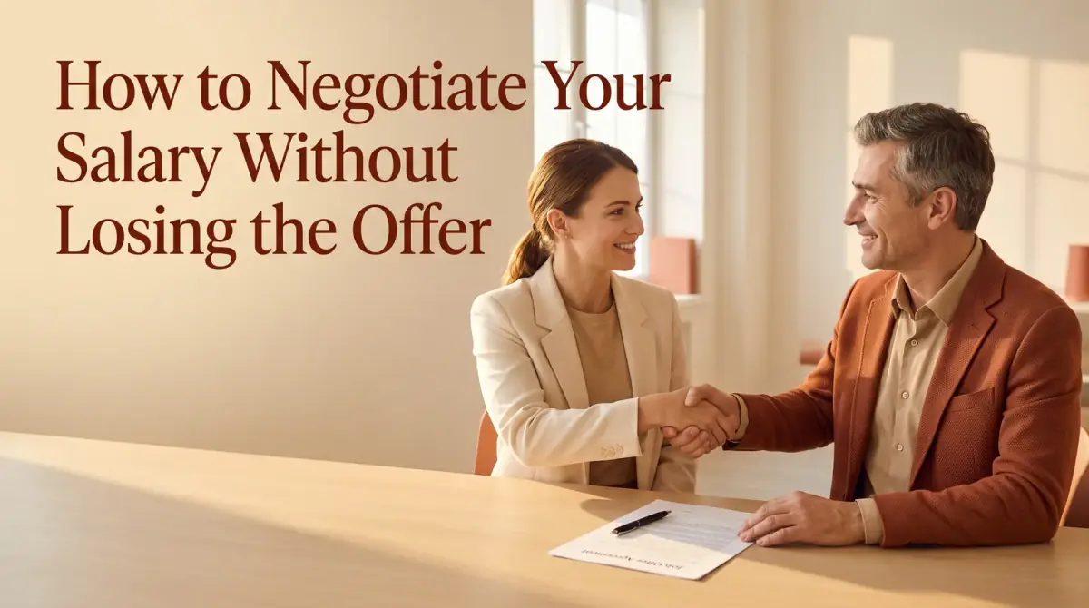 two people shaking hands across a desk after a discussion, a document between them