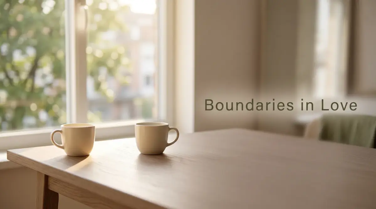 two coffee cups resting at a respectful distance on a table
