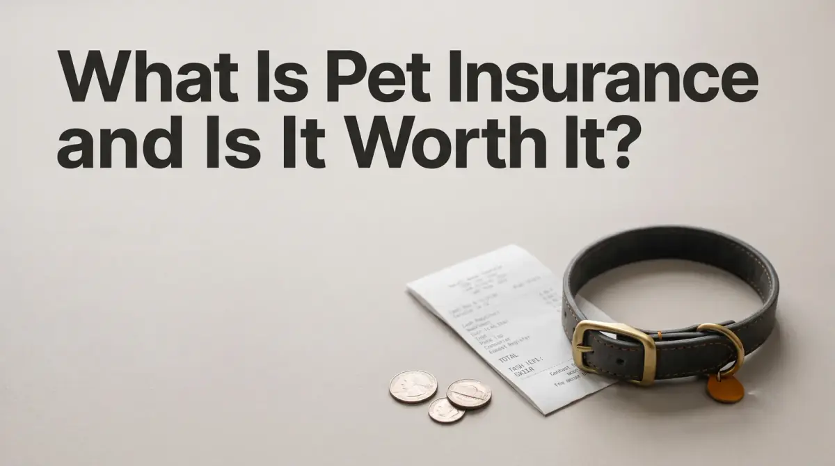 a dog's collar and a plain paper receipt beside a few coins on a clean surface
