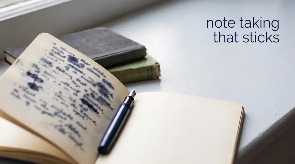 a handwritten notebook and fountain pen on a windowsill