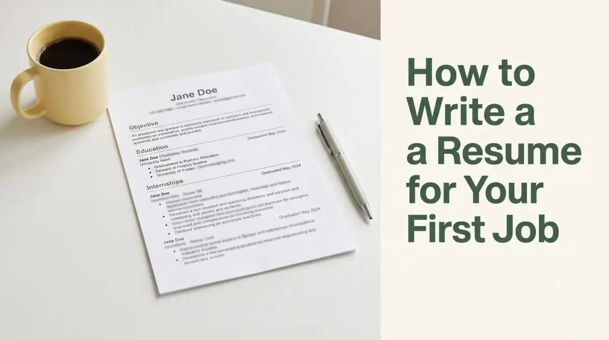 a crisp one-page resume on a tidy desk beside a coffee and a pen