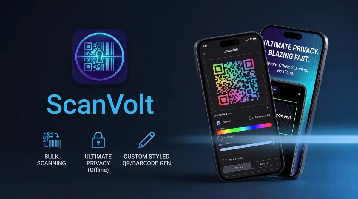 ScanVolt app promotional graphic showing the scanner on two phones