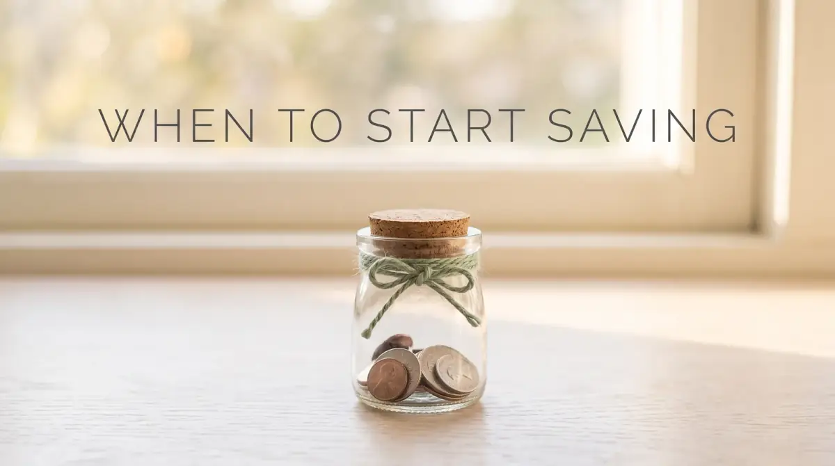 a small glass jar holding a few coins on a sunny windowsill