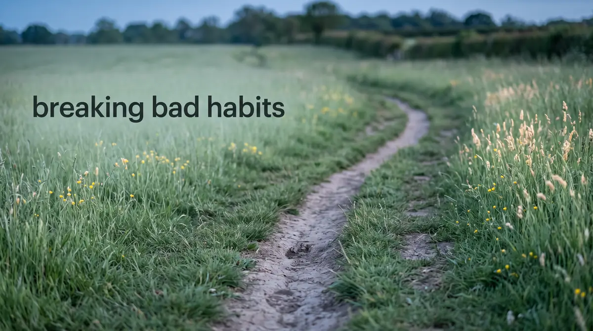 a well-worn path pressed through green grass, showing a habitual route