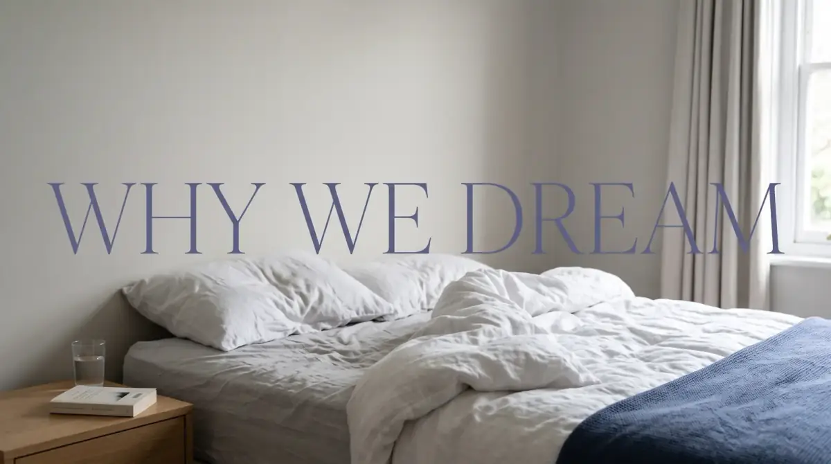 an unmade bed with white linens and a blue throw